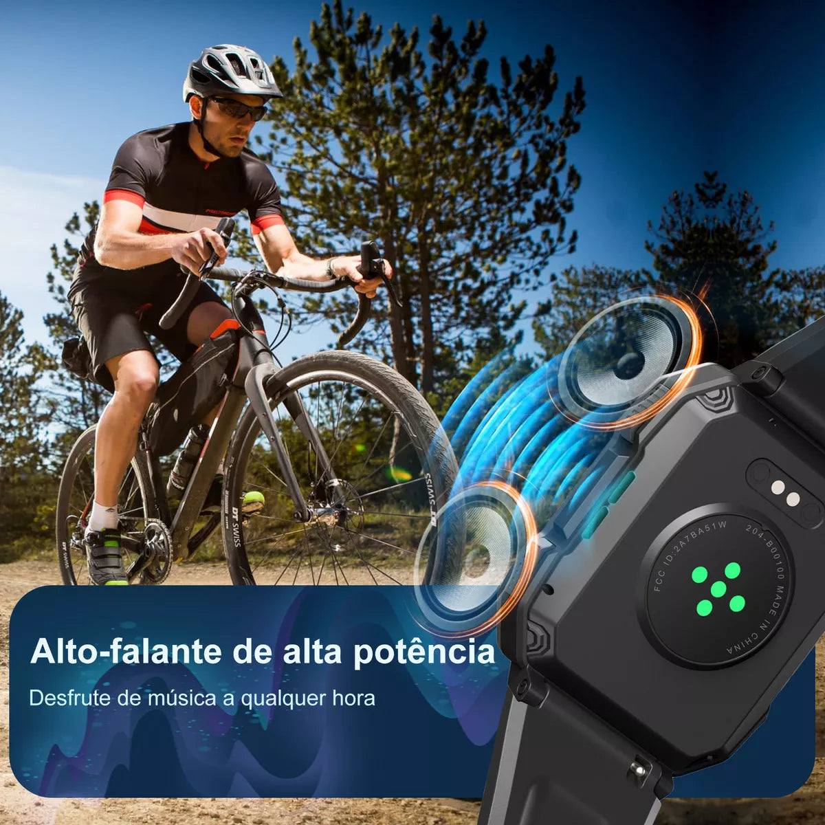 Blb Smart Watch Smart Watch W60 Lanterna Bluetooth militar masculina de 2,1 polegadas IP68 à prova d'água 900 mAh bateria preta