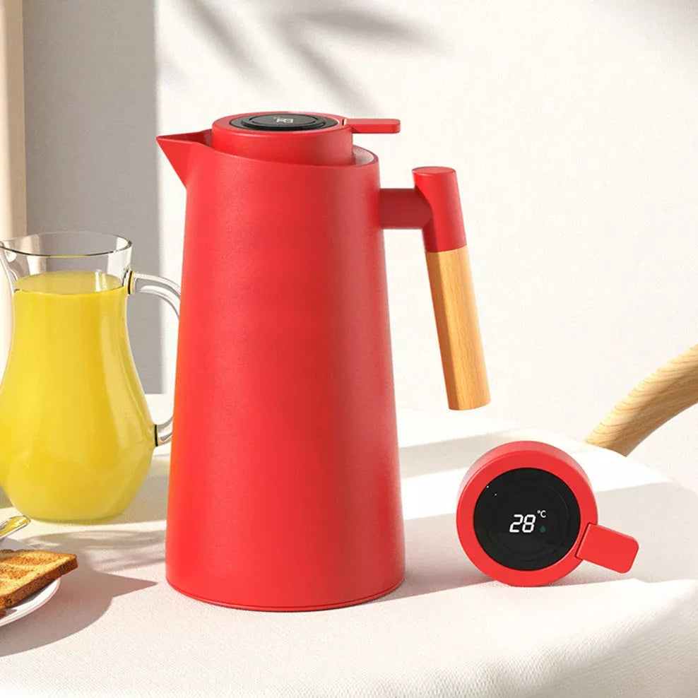 Garrafa Jarra Térmica Inox Termômetro Digital 1l C/ Display Cor Vermelho